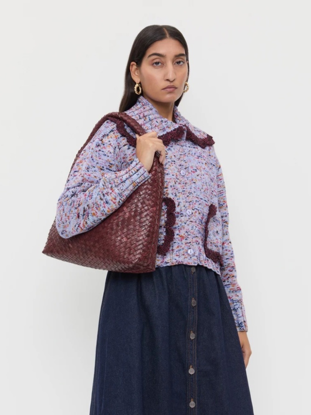 *NO OFFER* Loeffler Randall Maroon Woven Hobo Bag - Picture 5 of 5